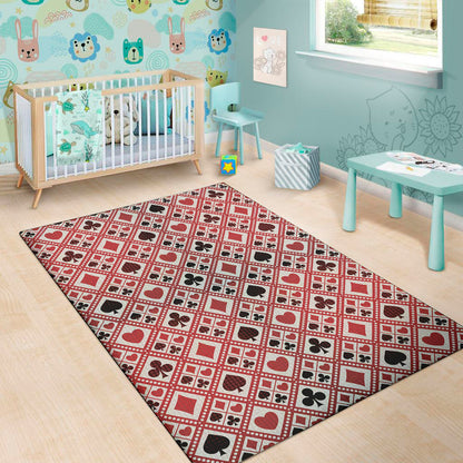 Playing Card Suits Plaid Pattern Print Area Rug