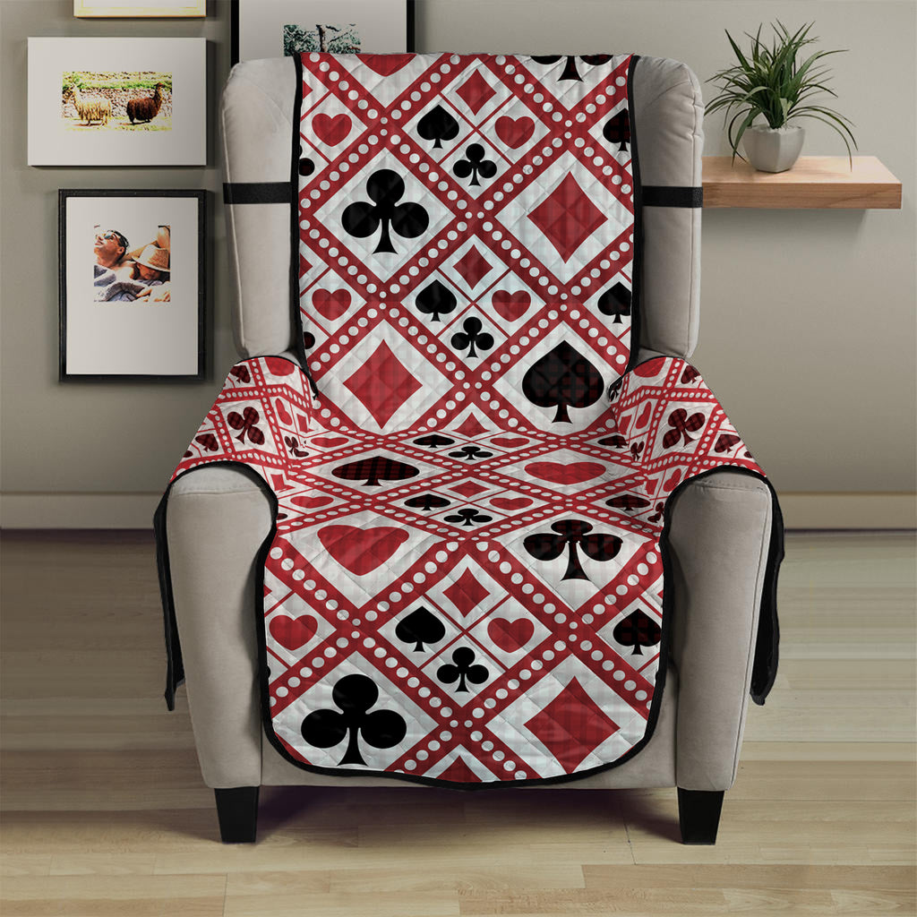 Playing Card Suits Plaid Pattern Print Armchair Protector