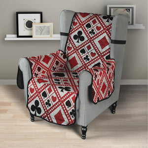 Playing Card Suits Plaid Pattern Print Armchair Protector