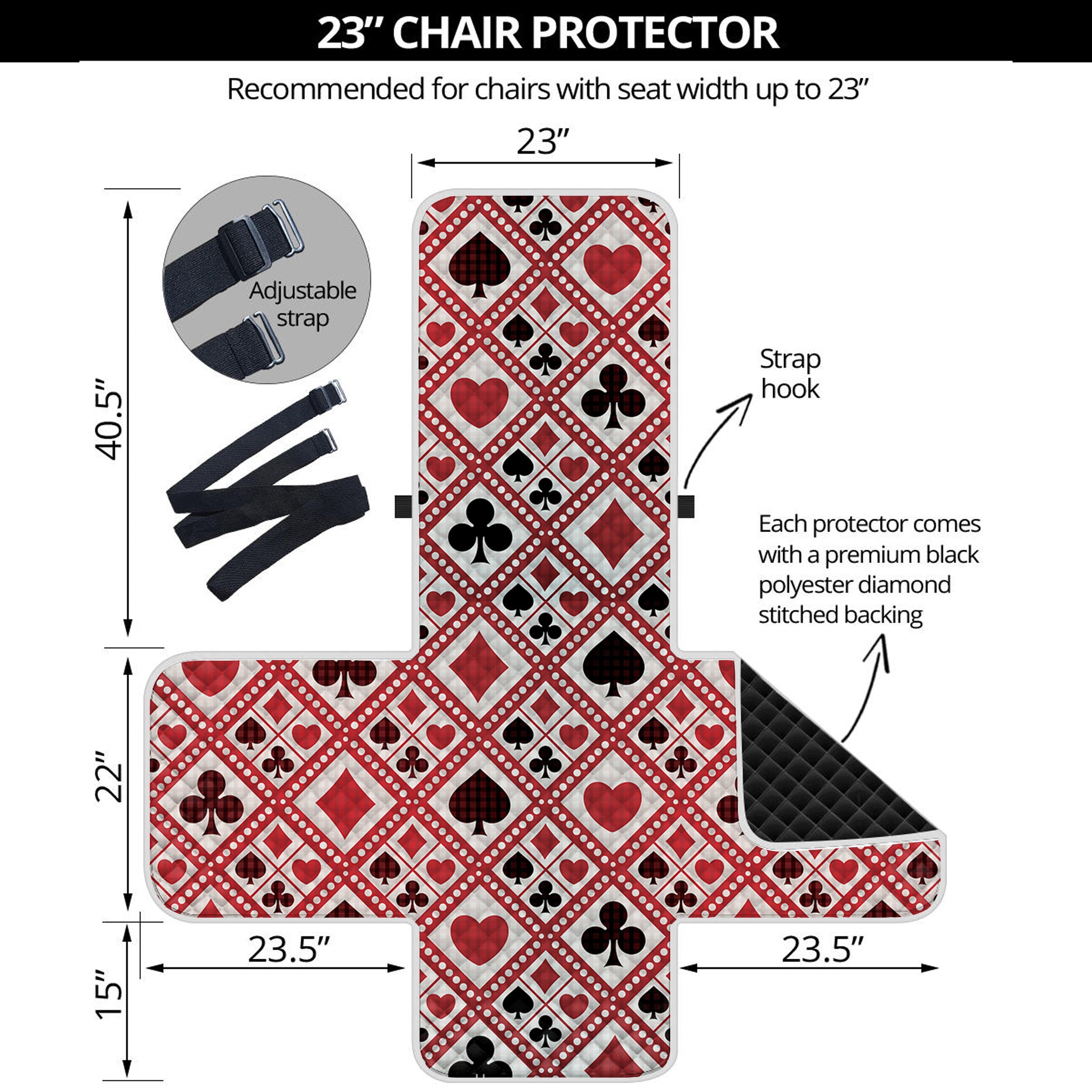 Playing Card Suits Plaid Pattern Print Armchair Protector