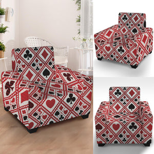 Playing Card Suits Plaid Pattern Print Armchair Slipcover