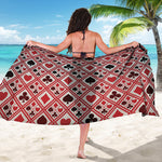 Playing Card Suits Plaid Pattern Print Beach Sarong Wrap