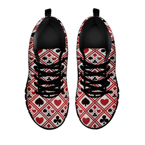 Playing Card Suits Plaid Pattern Print Black Sneakers