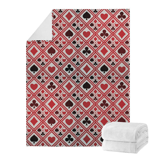 Playing Card Suits Plaid Pattern Print Blanket