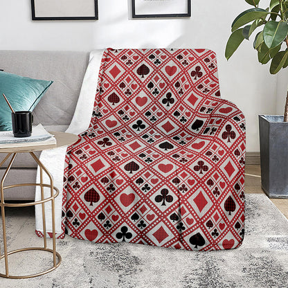 Playing Card Suits Plaid Pattern Print Blanket