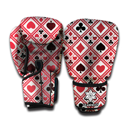 Playing Card Suits Plaid Pattern Print Boxing Gloves