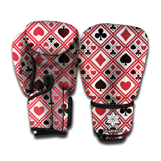 Playing Card Suits Plaid Pattern Print Boxing Gloves