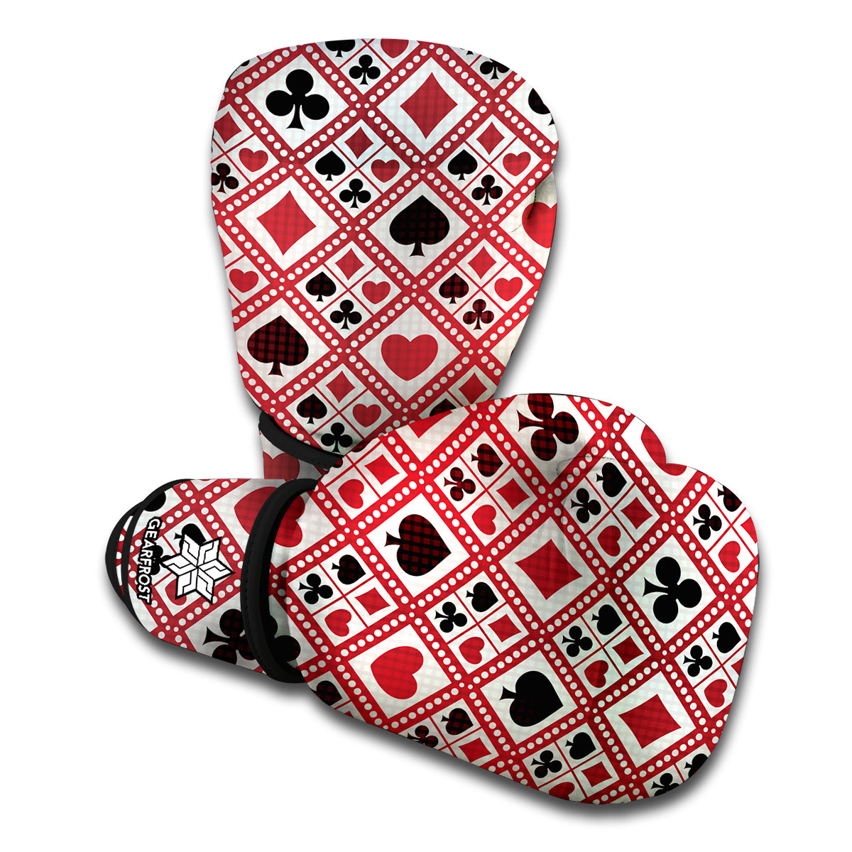 Playing Card Suits Plaid Pattern Print Boxing Gloves
