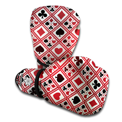 Playing Card Suits Plaid Pattern Print Boxing Gloves