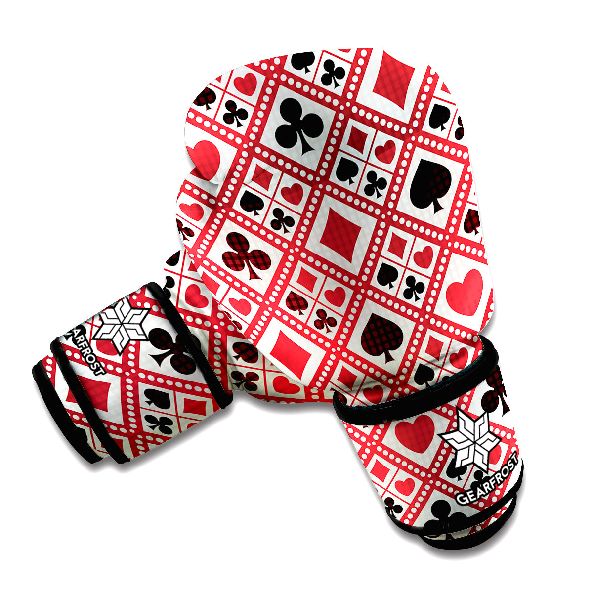 Playing Card Suits Plaid Pattern Print Boxing Gloves
