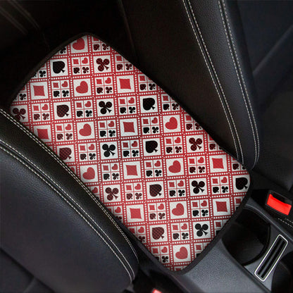 Playing Card Suits Plaid Pattern Print Car Center Console Cover