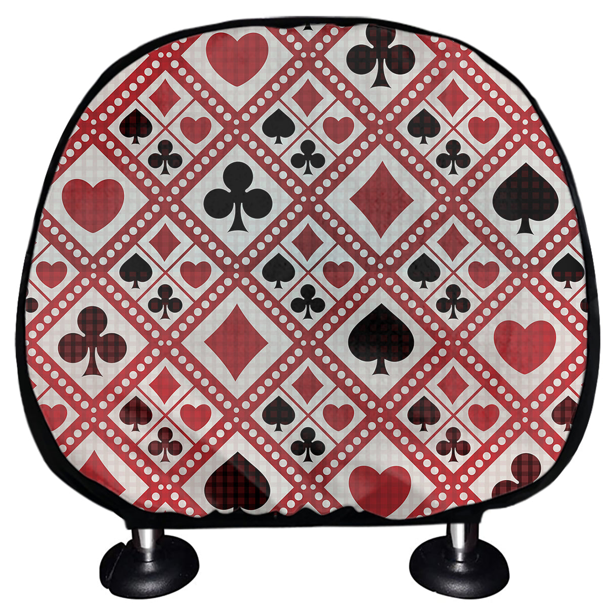 Playing Card Suits Plaid Pattern Print Car Headrest Covers