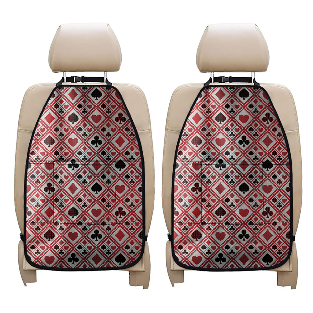 Playing Card Suits Plaid Pattern Print Car Seat Organizers