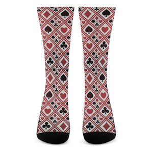 Playing Card Suits Plaid Pattern Print Crew Socks