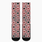 Playing Card Suits Plaid Pattern Print Crew Socks