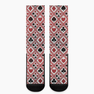 Playing Card Suits Plaid Pattern Print Crew Socks