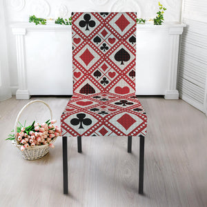 Playing Card Suits Plaid Pattern Print Dining Chair Slipcover