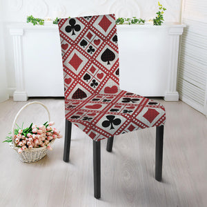 Playing Card Suits Plaid Pattern Print Dining Chair Slipcover