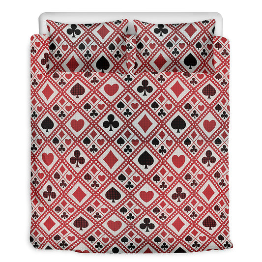 Playing Card Suits Plaid Pattern Print Duvet Cover Bedding Set