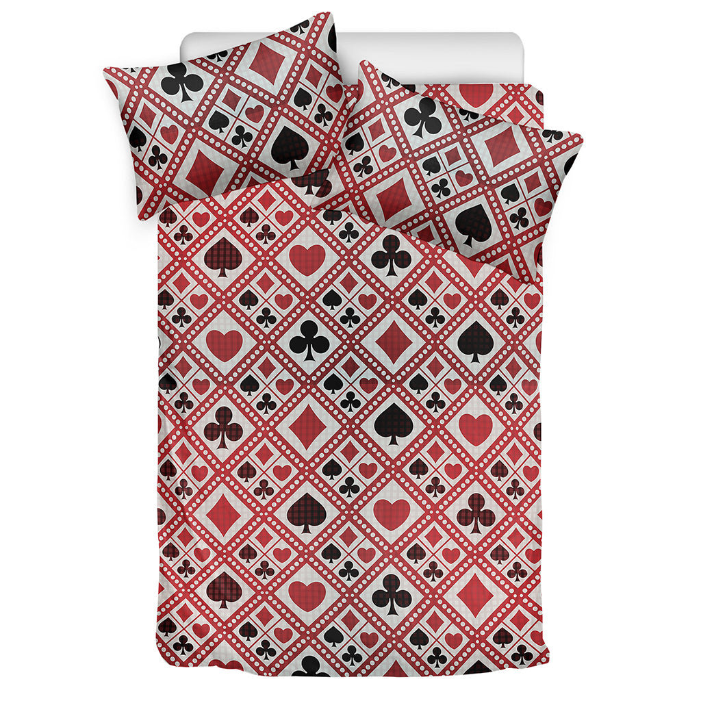 Playing Card Suits Plaid Pattern Print Duvet Cover Bedding Set