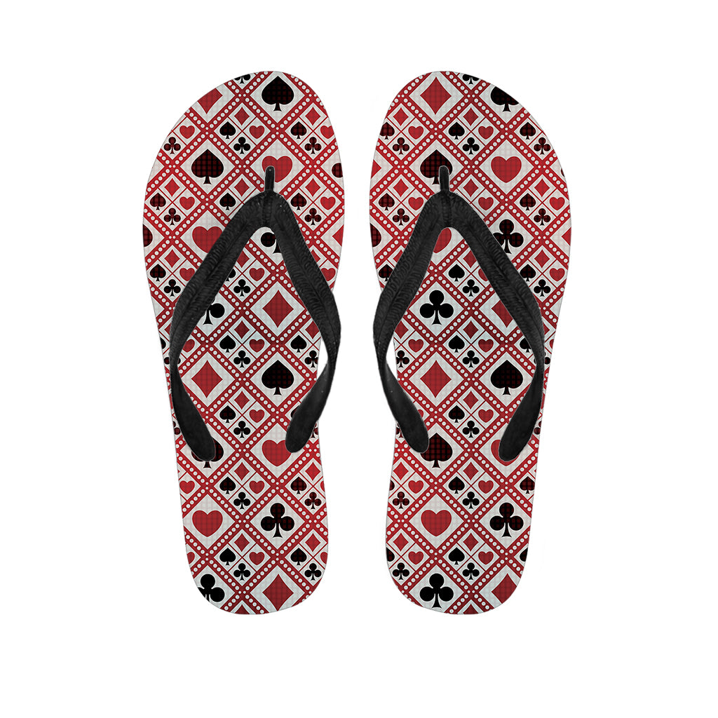 Playing Card Suits Plaid Pattern Print Flip Flops