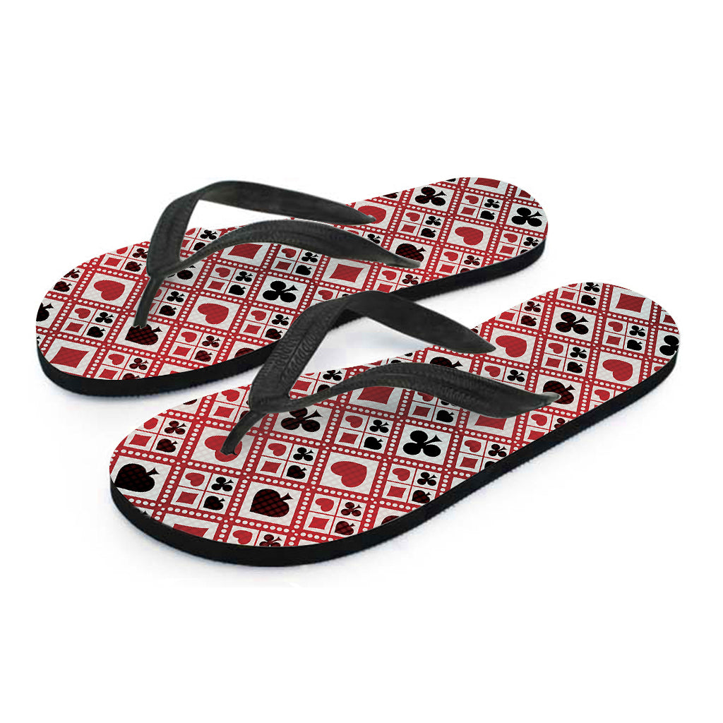 Playing Card Suits Plaid Pattern Print Flip Flops