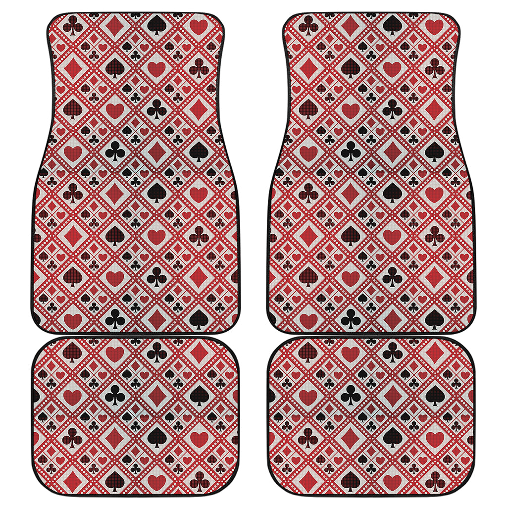 Playing Card Suits Plaid Pattern Print Front and Back Car Floor Mats