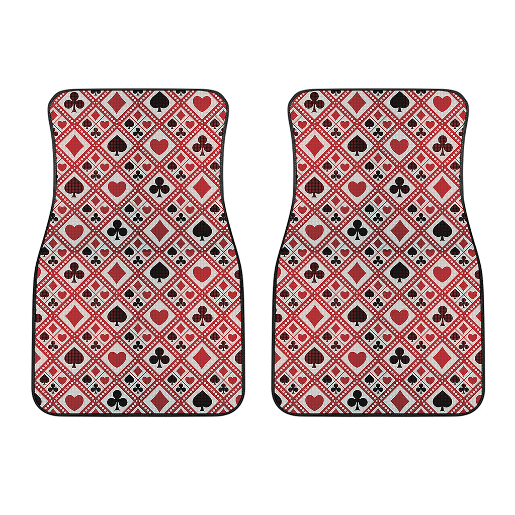Playing Card Suits Plaid Pattern Print Front Car Floor Mats