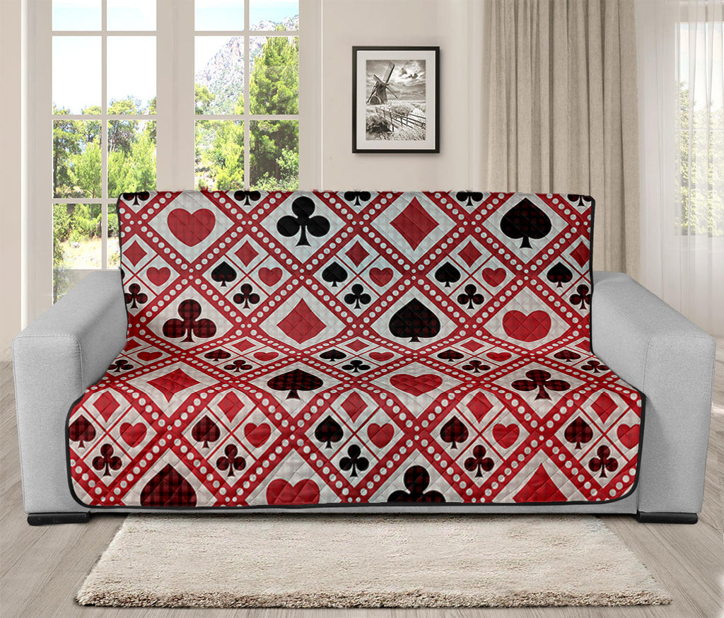 Playing Card Suits Plaid Pattern Print Futon Protector