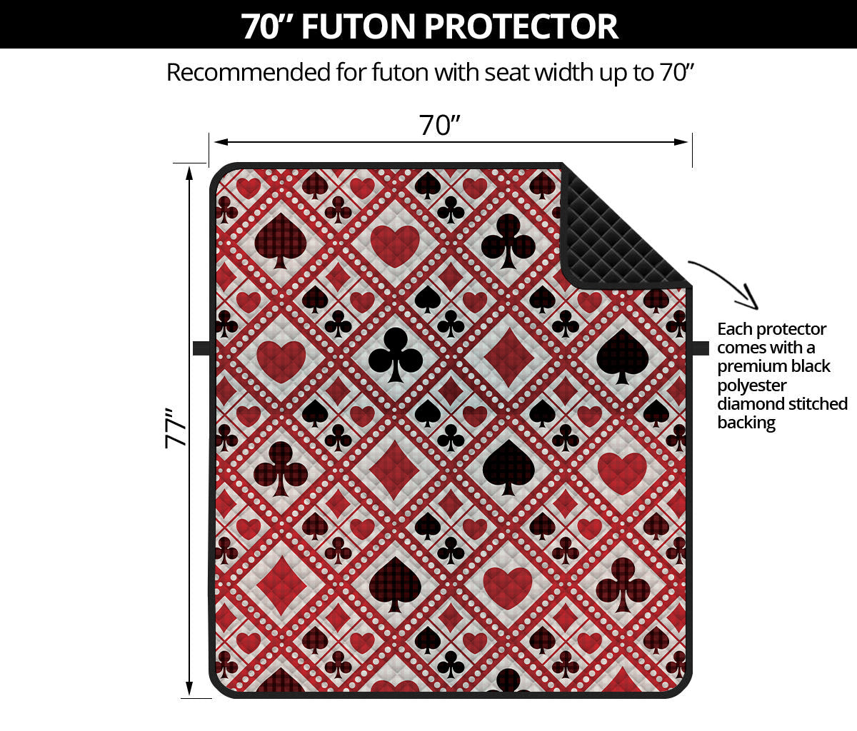 Playing Card Suits Plaid Pattern Print Futon Protector