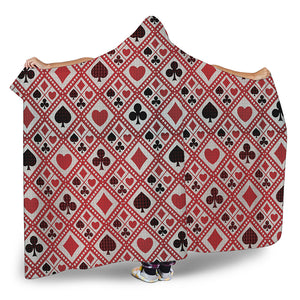 Playing Card Suits Plaid Pattern Print Hooded Blanket