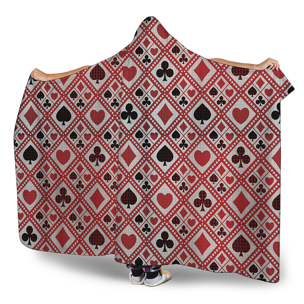 Playing Card Suits Plaid Pattern Print Hooded Blanket