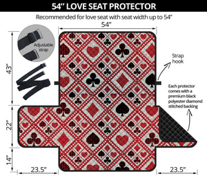 Playing Card Suits Plaid Pattern Print Loveseat Protector