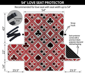 Playing Card Suits Plaid Pattern Print Loveseat Protector