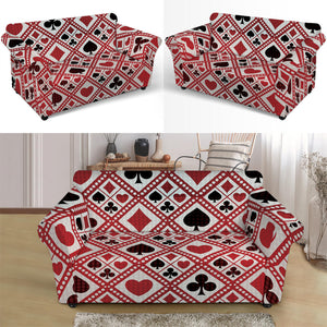 Playing Card Suits Plaid Pattern Print Loveseat Slipcover