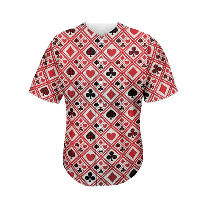 Playing Card Suits Plaid Pattern Print Men's Baseball Jersey