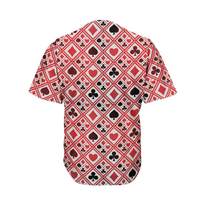 Playing Card Suits Plaid Pattern Print Men's Baseball Jersey