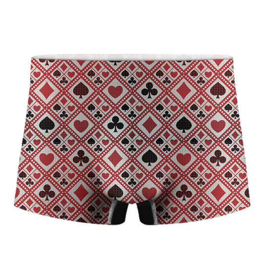 Playing Card Suits Plaid Pattern Print Men's Boxer Briefs