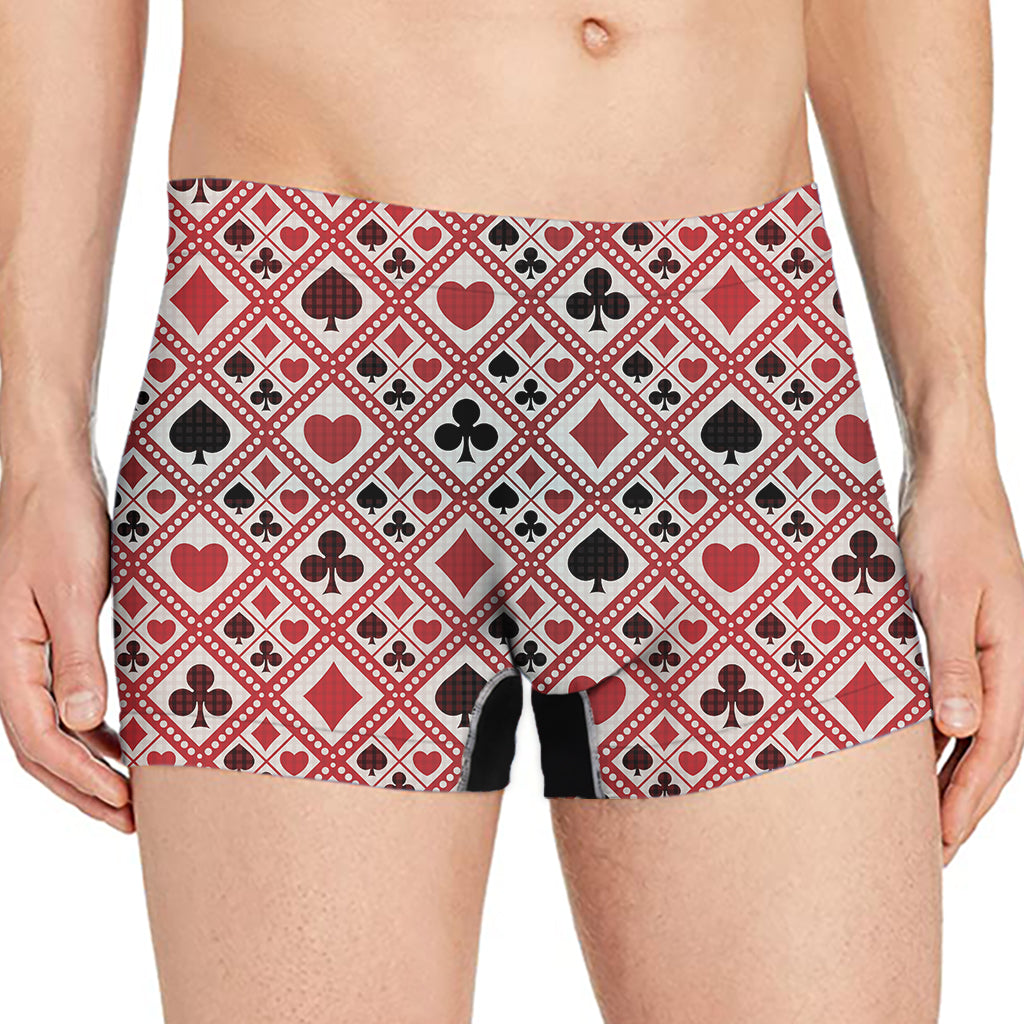 Playing Card Suits Plaid Pattern Print Men's Boxer Briefs