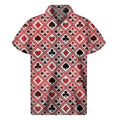 Playing Card Suits Plaid Pattern Print Men's Short Sleeve Shirt