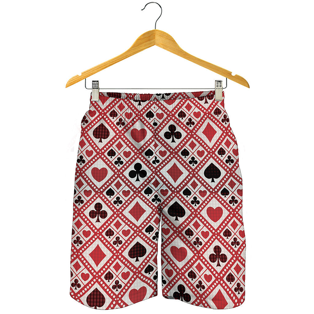 Playing Card Suits Plaid Pattern Print Men's Shorts