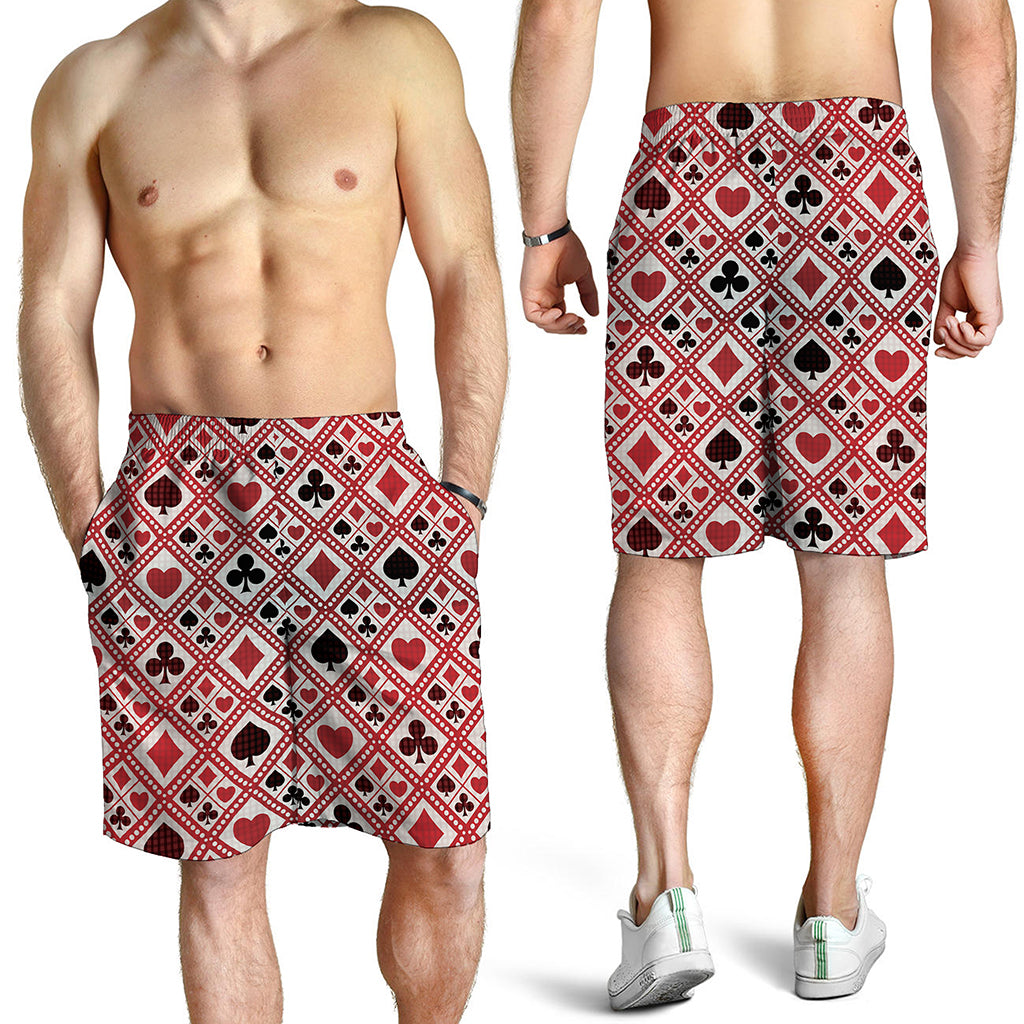 Playing Card Suits Plaid Pattern Print Men's Shorts