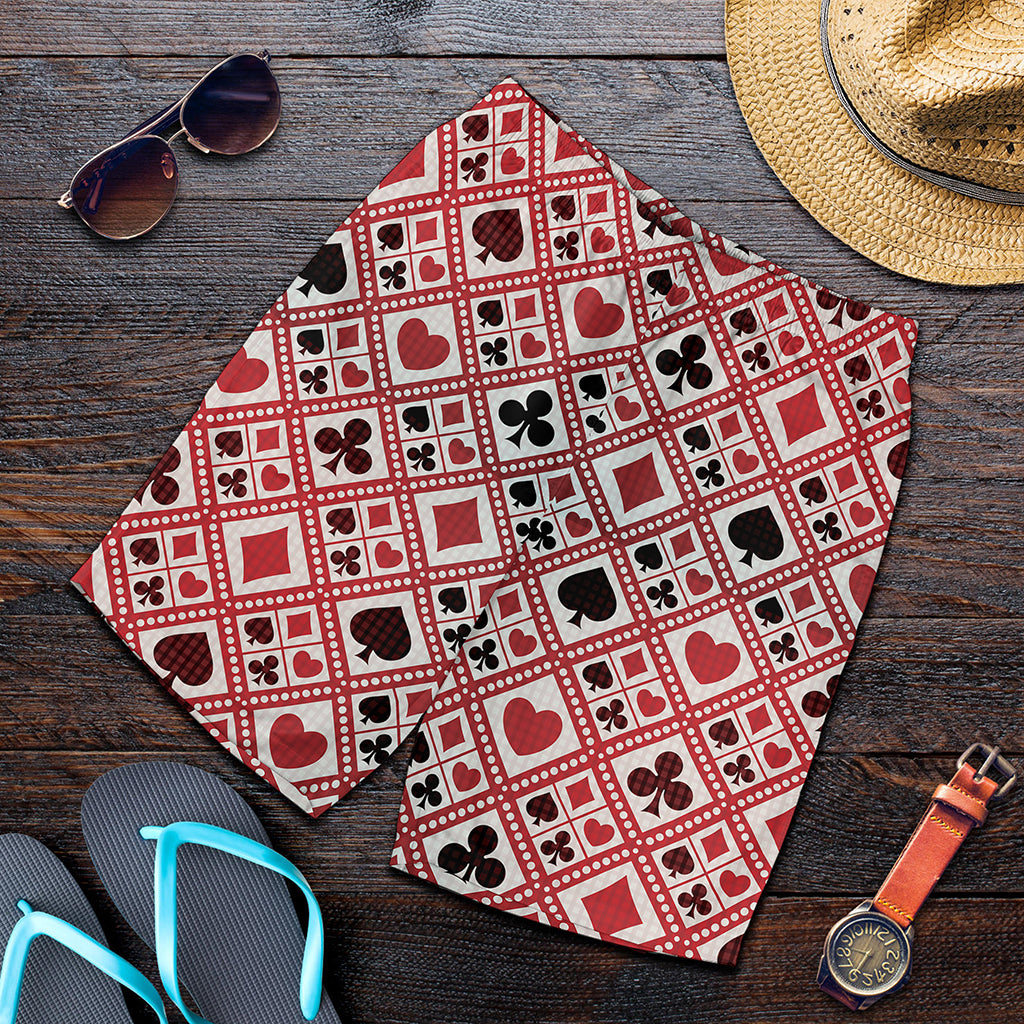 Playing Card Suits Plaid Pattern Print Men's Shorts