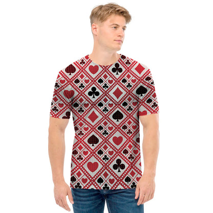 Playing Card Suits Plaid Pattern Print Men's T-Shirt