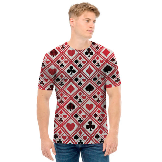 Playing Card Suits Plaid Pattern Print Men's T-Shirt