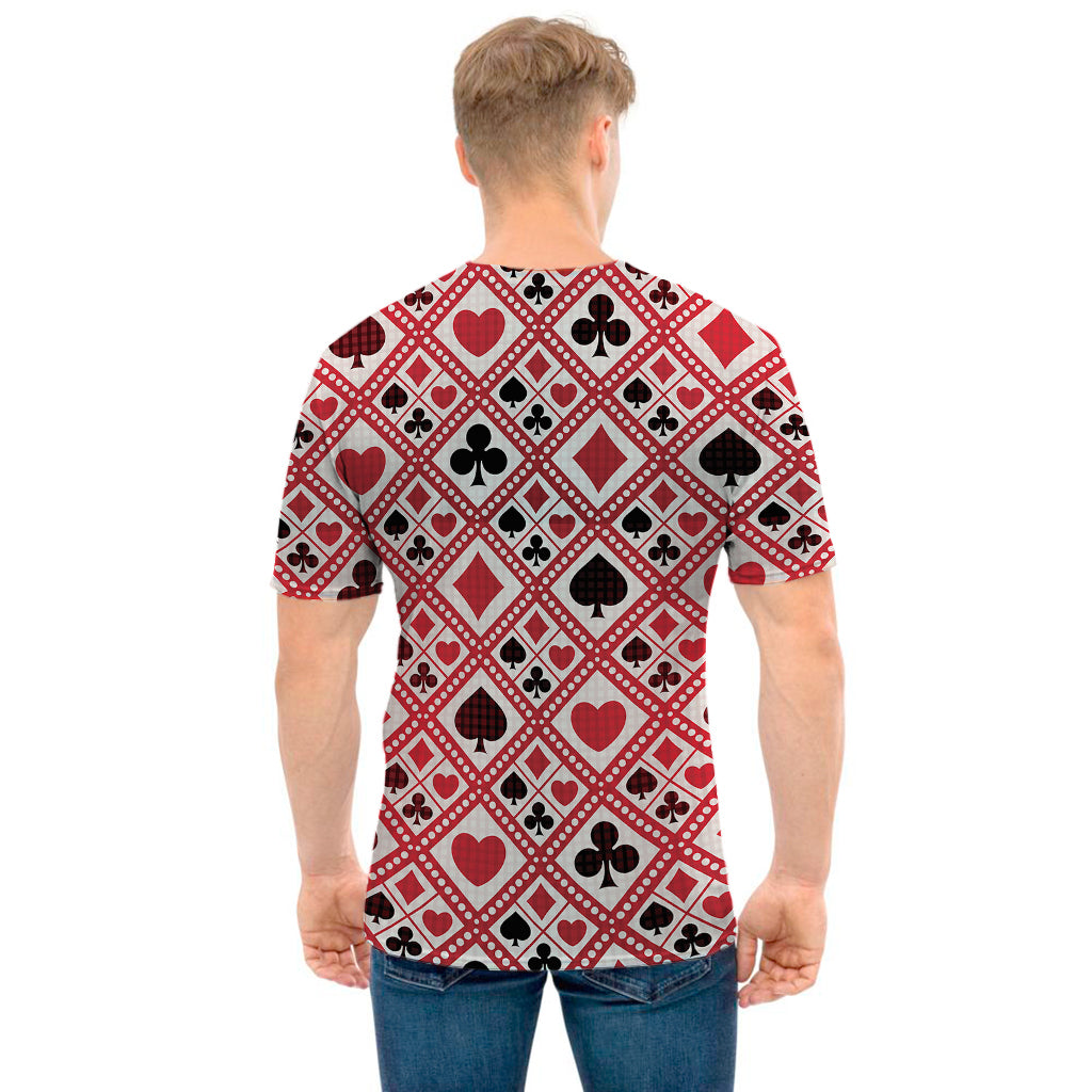 Playing Card Suits Plaid Pattern Print Men's T-Shirt