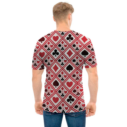 Playing Card Suits Plaid Pattern Print Men's T-Shirt