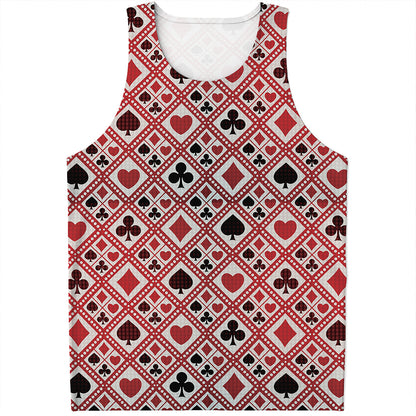 Playing Card Suits Plaid Pattern Print Men's Tank Top