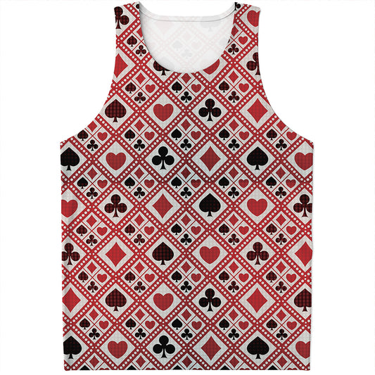 Playing Card Suits Plaid Pattern Print Men's Tank Top
