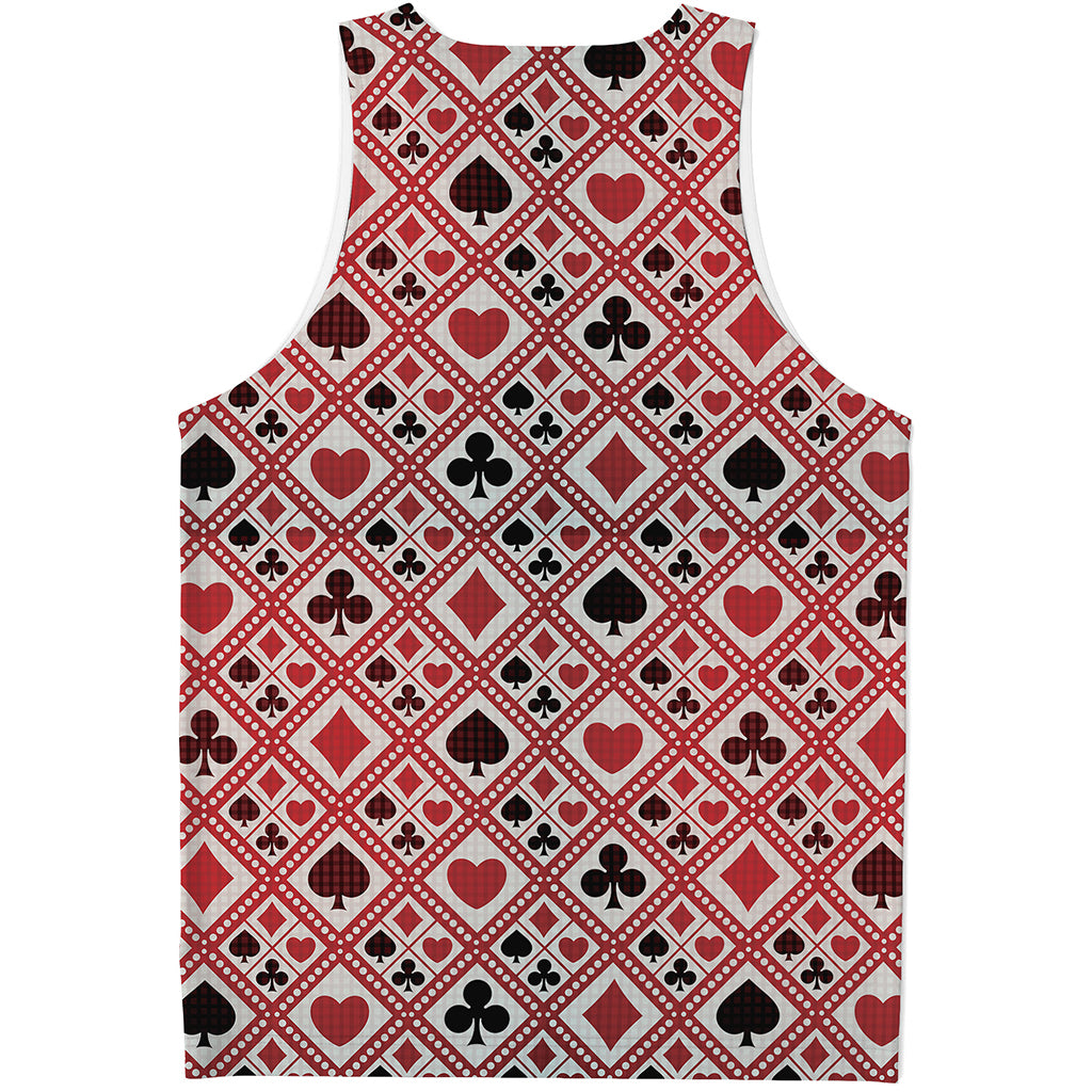 Playing Card Suits Plaid Pattern Print Men's Tank Top